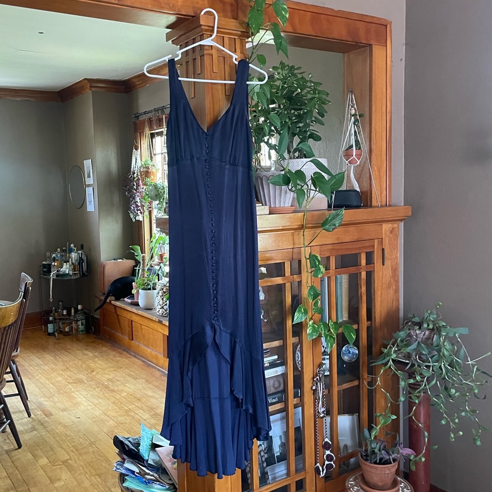 Lulus Navy Blue Satin Dress